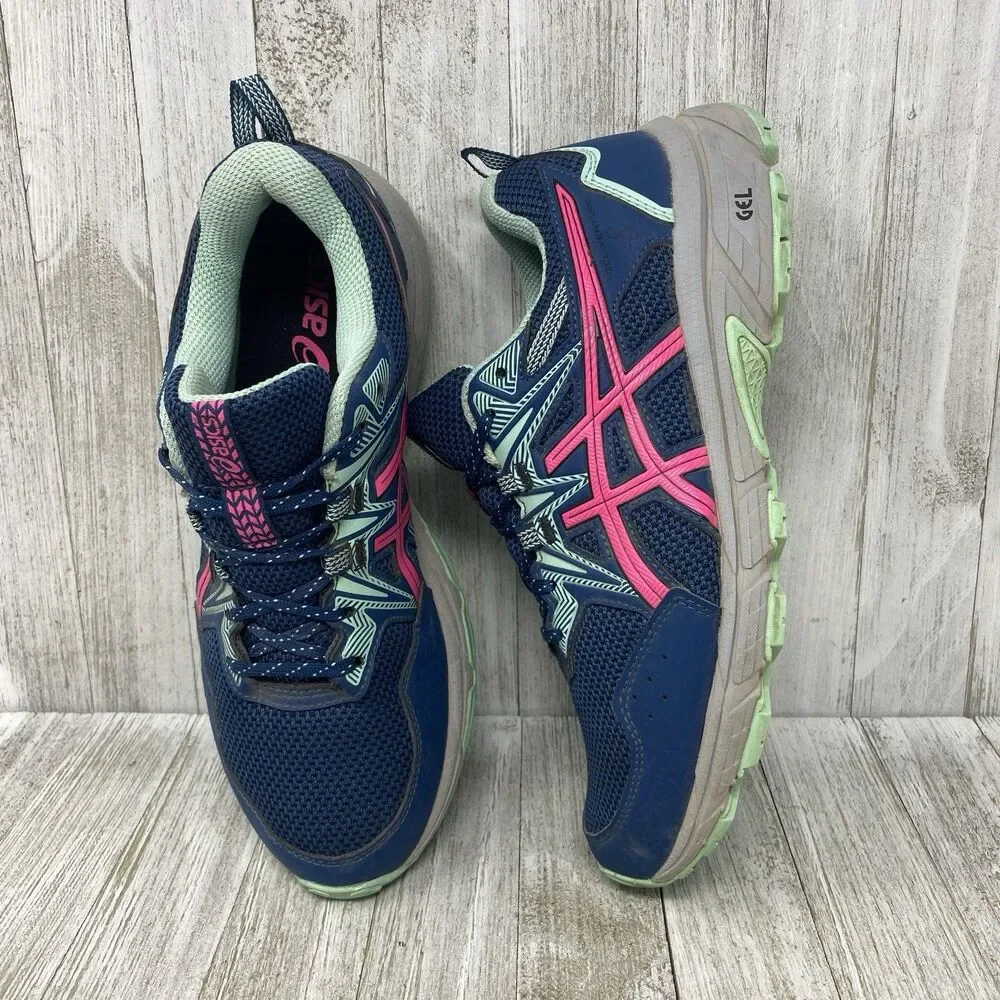 Women's Asics Gel Venture 8 Trail Running Sneaker Shoes Blue Pink - Size 9 - Picture 3 of 11